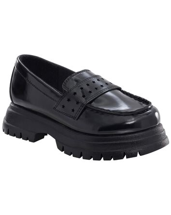 Kid Block Heel Slip-On Loafers