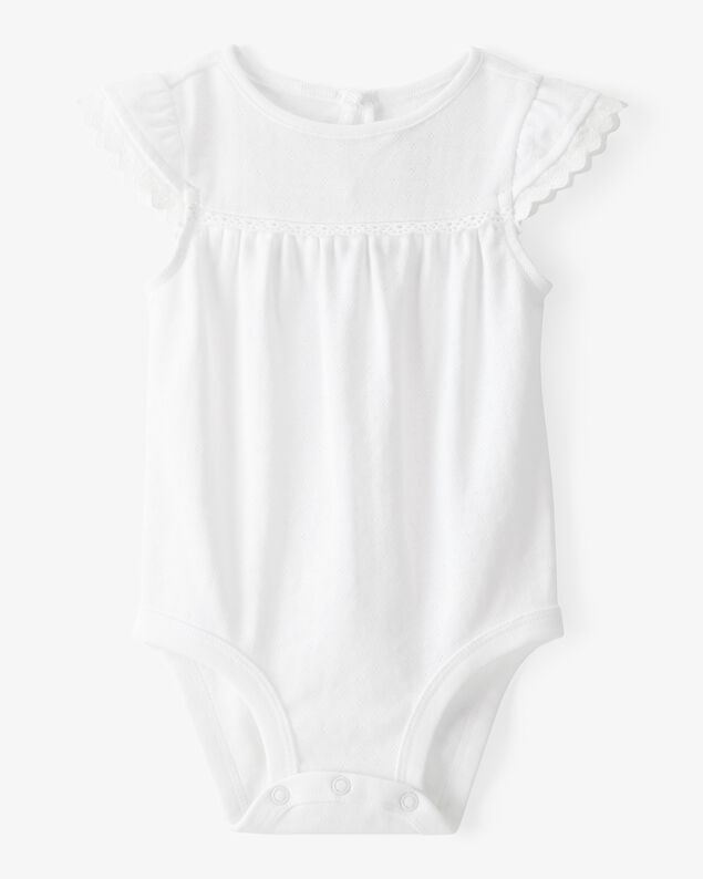 Product image 1 of Baby Pointelle Short-Sleeve Bodysuit - White