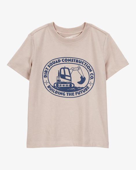 toddler boy construction short-sleeve graphic tee - tan