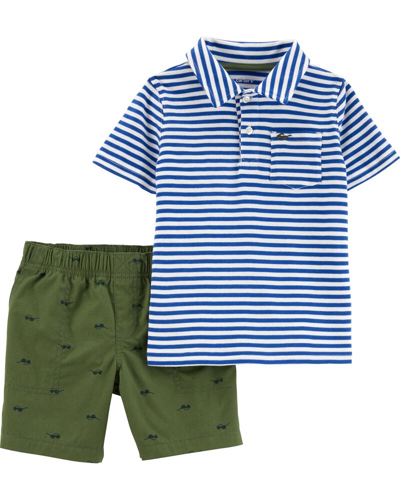 Carters Biys 4 Piece Airplane Pajama Short Set 2 T-Shirts 2 Shorts Size 12 M
