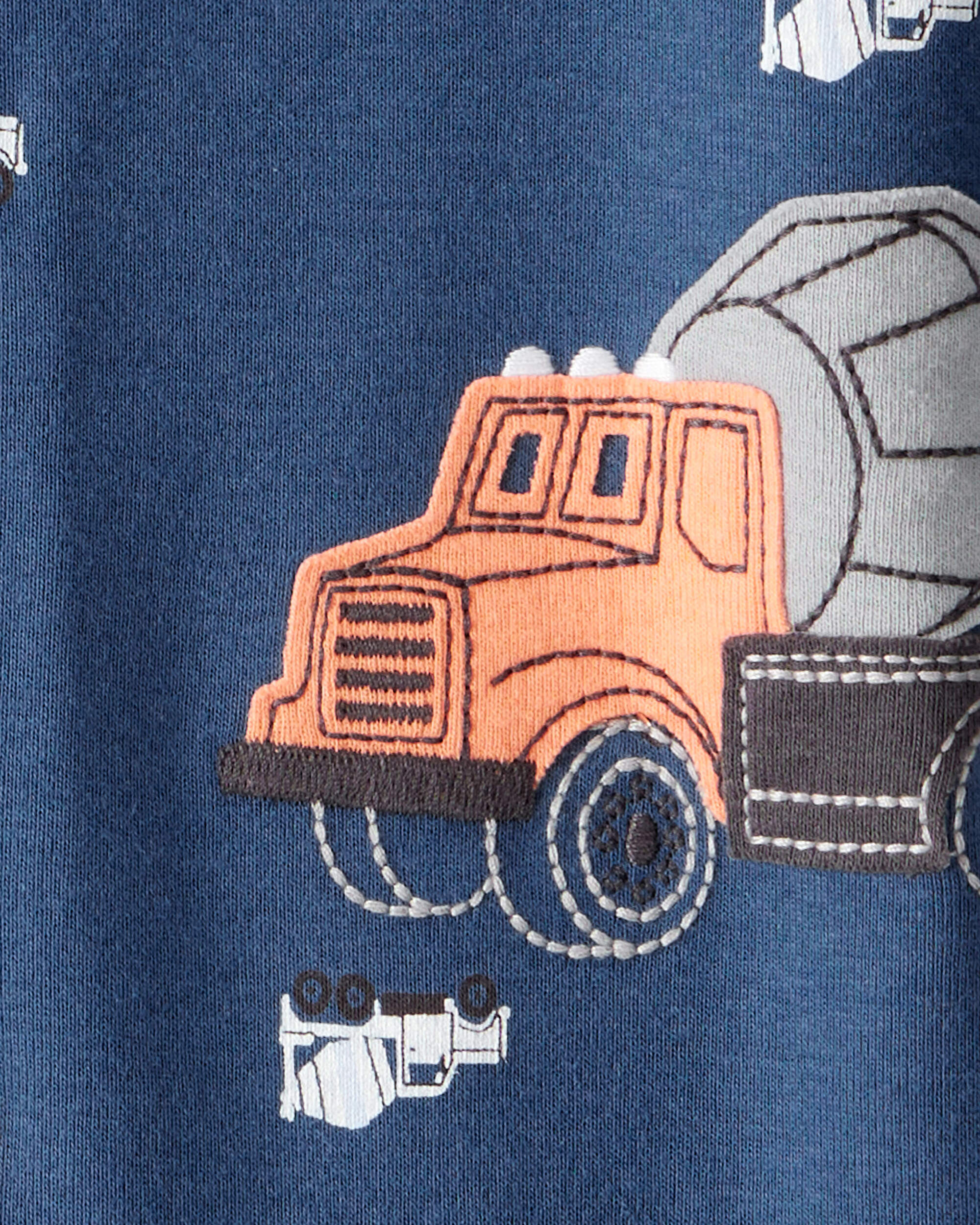 Baby Boy Construction Print 100% Cotton Long-Sleeve 2-Way Zip 1-Piece Pajamas - Blue