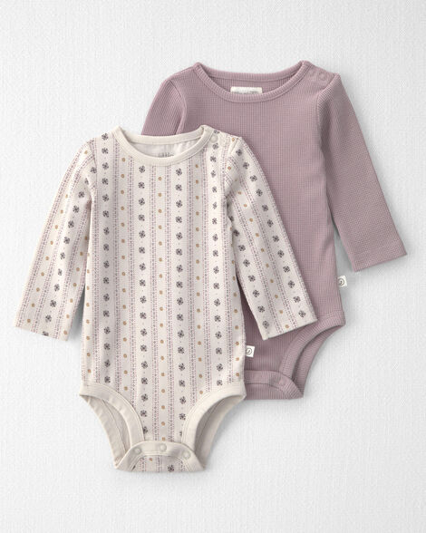 Baby Girl 2-Pack Organic Cotton Waffle Knit Bodysuits