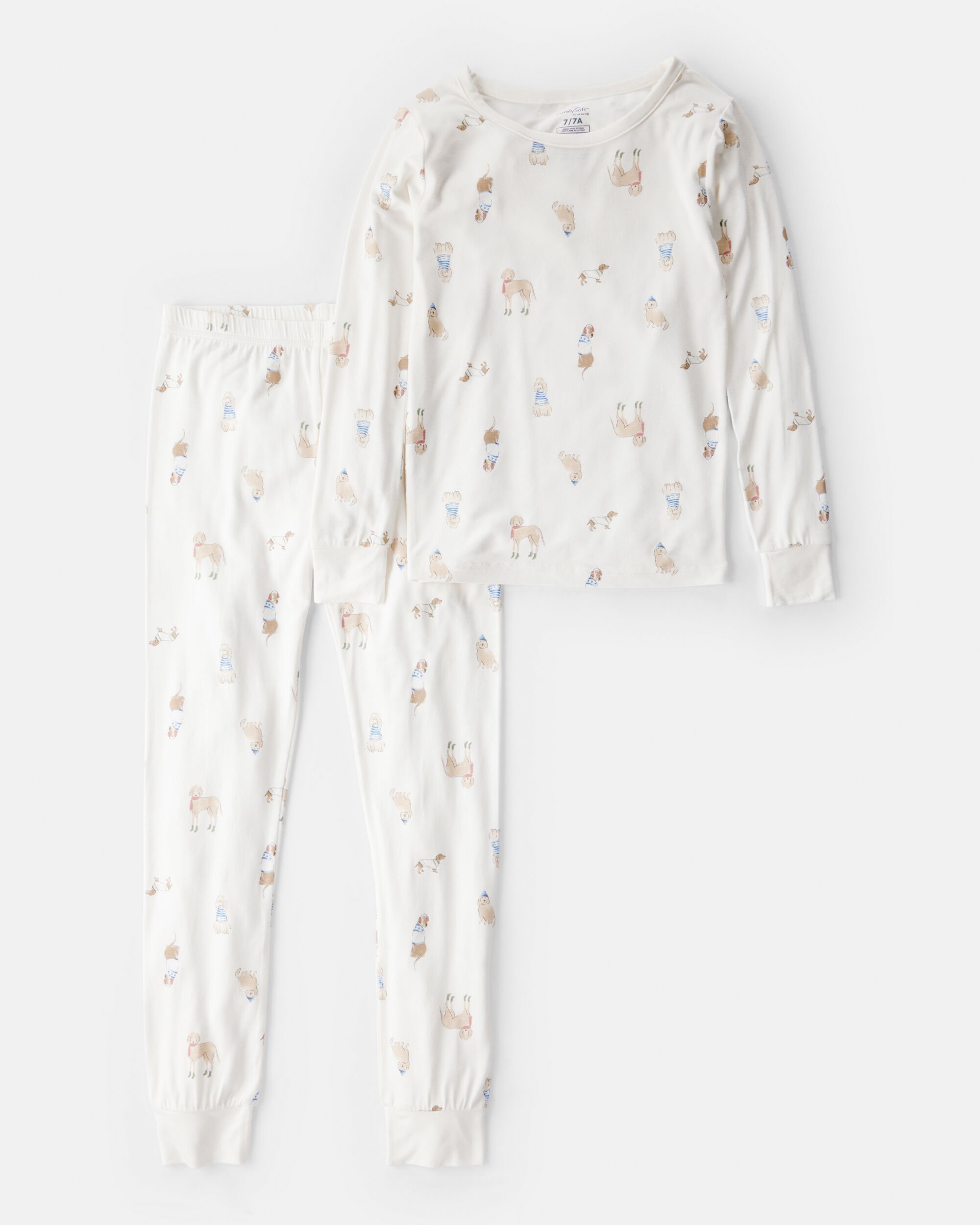 Kid Dog Long-Sleeve Loose Fit 2-Piece Pajamas - White
