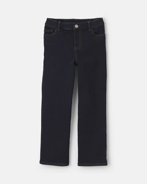 Boys Fleece-Lined Relaxed Jeans - Dark Wash