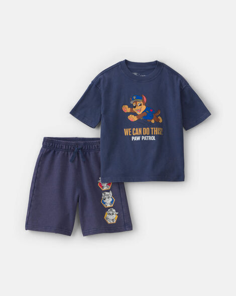 baby boy 2-piece paw patrol® short-sleeve top & short set - navy blue