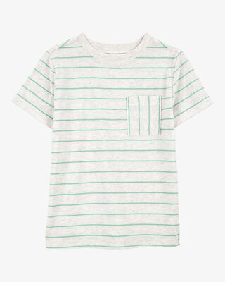 Product image 1 of Kid Striped Short-Sleeve Pocket Tee- Grey