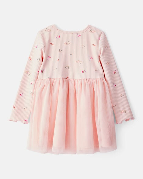 Toddler Girl Floral Print Long-Sleeve Dress - Pink