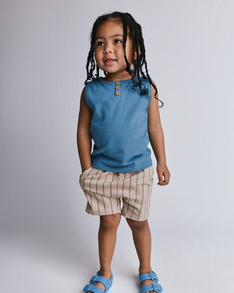 Toddler Henley Tank - Blue