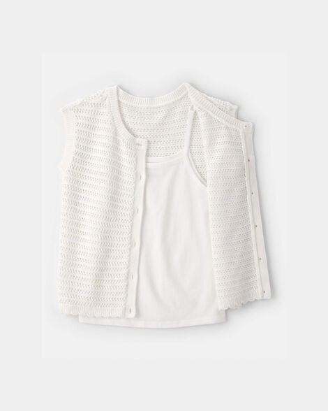 Girls 2-Piece Sweater Top Set - White
