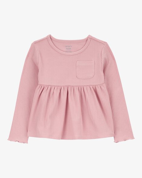  Product image 1 of Toddler Ribbed Long-Sleeve Peplum Top