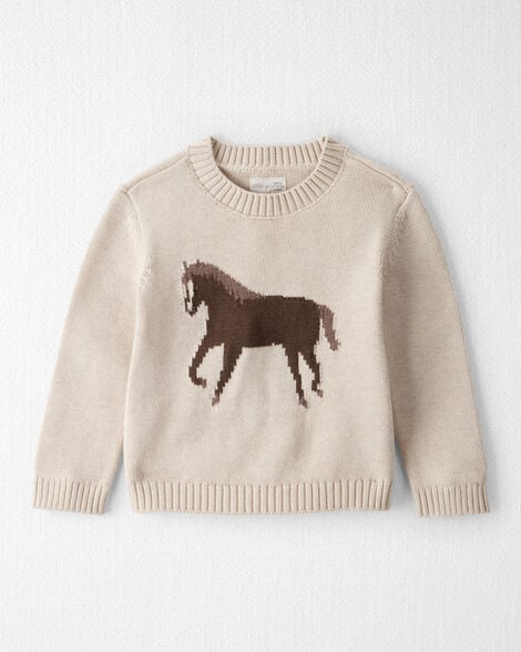 Toddler Organic Cotton Horse Sweater Knit Pullover