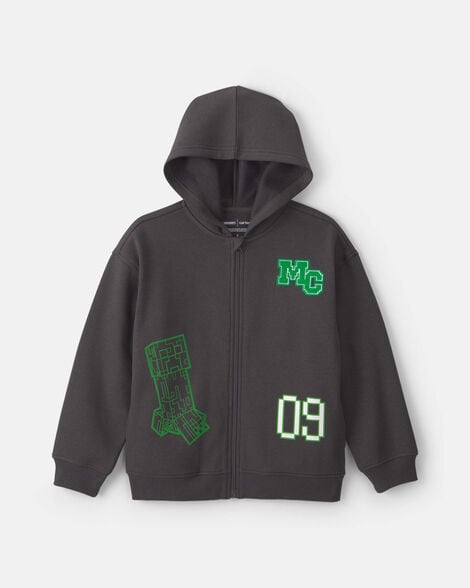 boys minecraft® zip-up hoodie - black/green
