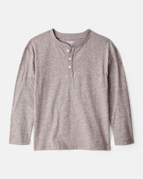 Boys Long-Sleeve Henley - Brown