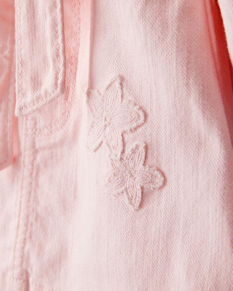 Product image 3 of Baby Girl Embroidered Cotton Long-Sleeve Dress - Pink