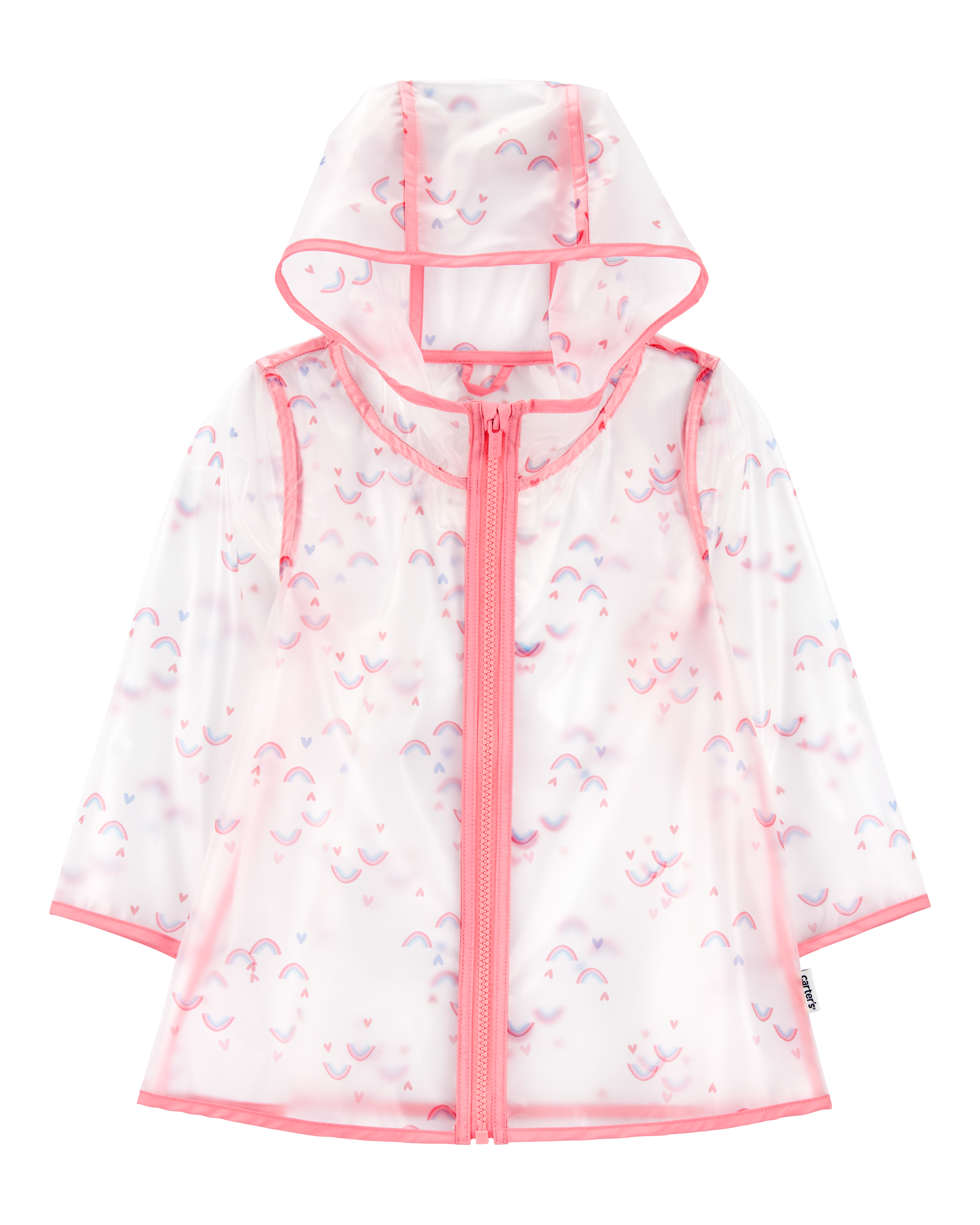 Toddler Rainbow Translucent Rain Jacket - Pink
