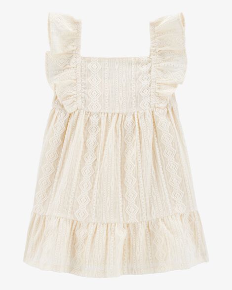  Product image 1 of Baby Tiered Flutter-Sleeve Crochet Dress - Ivory