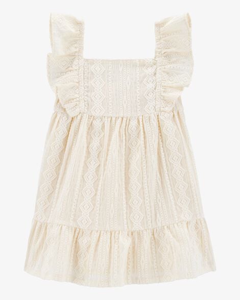 Product image 1 of Baby Tiered Flutter-Sleeve Crochet Dress - Ivory