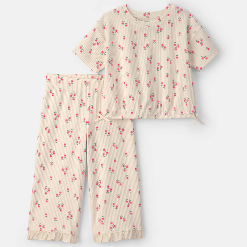 Toddler Girl 2-Piece Short-Sleeve Top & Pant Set - Ivory