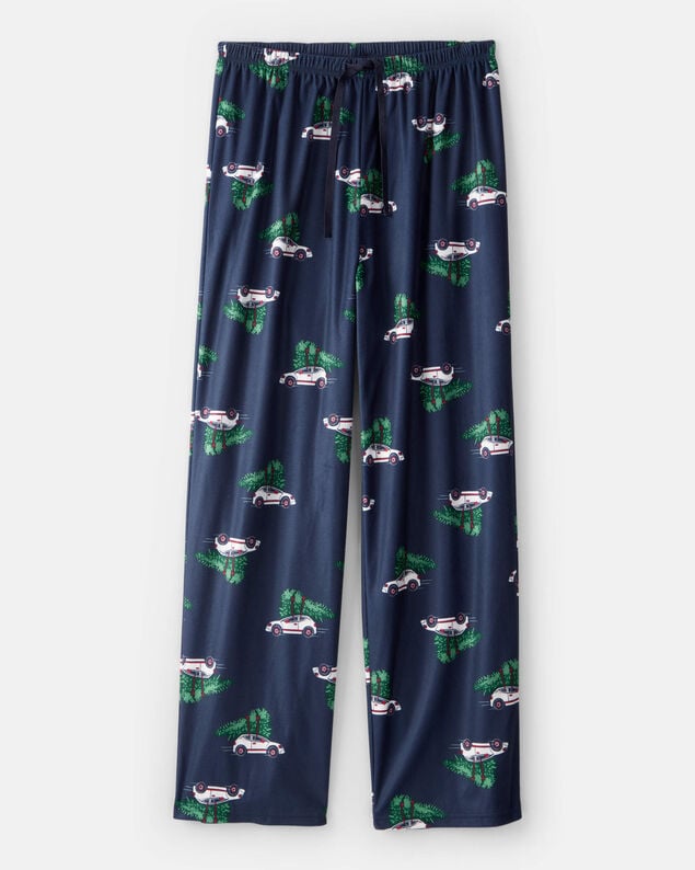 Product image 1 of Adult Christmas Cars Fleece Loose Fit Pajama Bottoms- Navy