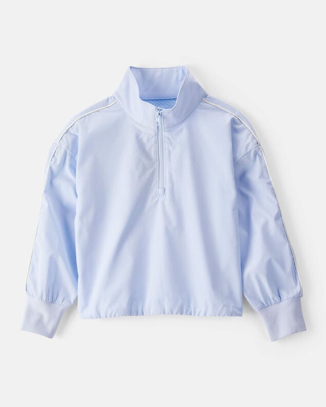Product image 1 of Girls Long-Sleeve Quarter-Zip Windbreaker - Blue