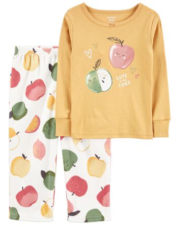 Toddler 2-Piece Apple Cotton & Fleece PJs, 