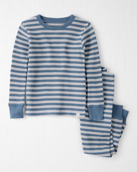 Toddler Striped Waffle Knit Pajamas Made with Organic Cotton