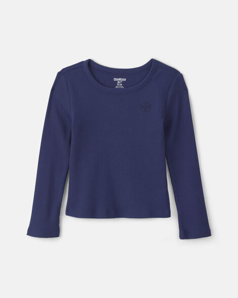 Toddler Girl Long-Sleeve Rib Top - Navy Blue