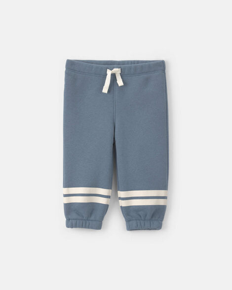 baby boy striped fleece pants - blue