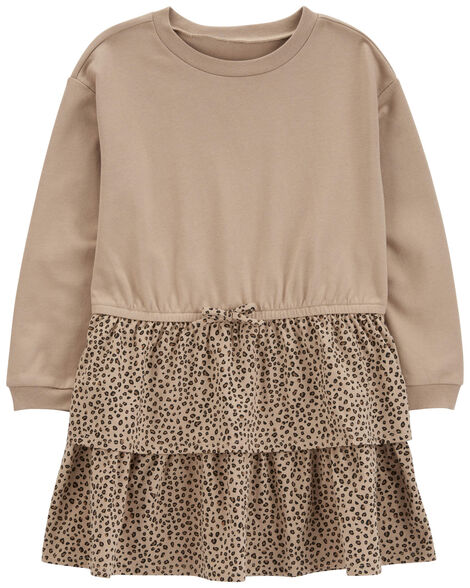 Product image 1 of Kid Leopard Ruffle Long-Sleeve Dress