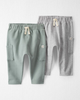Product image 1 of Baby 2-Pack Organic Cotton Pants in Sage Pond & Heather Grey
