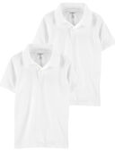 White - Kid 2-Pack Pique Cotton Uniform Polos, Selected