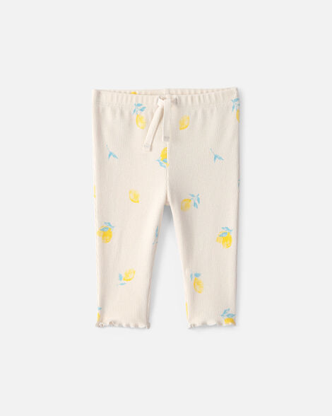baby girl lemon rib pants - ivory