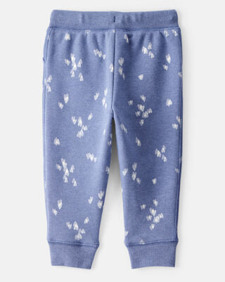 Product image 2 of Baby Heart Print Fleece Drawstring Joggers - Blue