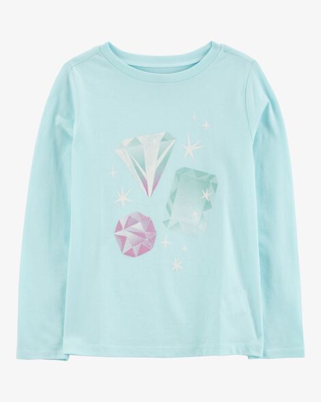  Product image 1 of Kid Diamond-Print Long-Sleeve Shirt - Blue