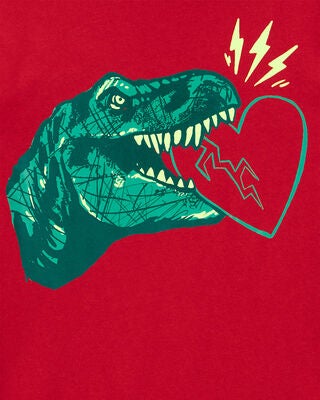 Product image 2 of Kid Valentine's Day Dinosaur Long-Sleeve Tee - Red