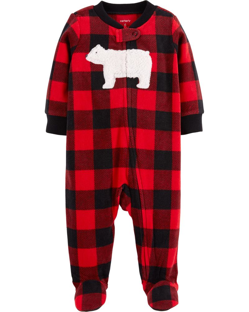 Sleepwear Carters Infant Boys Plush Red Buffalo Plaid Polar Bear Sleeper Footie Pajama Clothing Shoes Accessories
