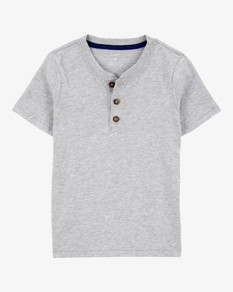 baby boy short-sleeve henley tee - grey
