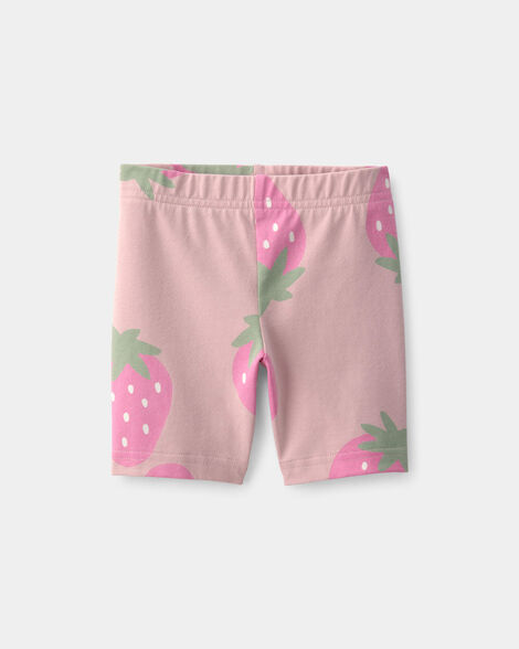 toddler girl strawberry bike shorts - pink