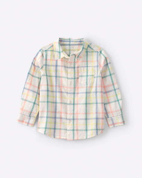 toddler boy plaid long-sleeve button-down shirt