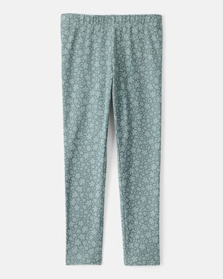 Product image 2 of Girls Floral Cotton Pull-On Stretch Leggings - Green