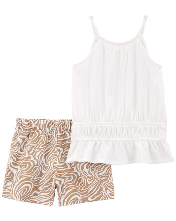Kid 2-Piece Crinkle Jersey Top & Pull-On Shorts
