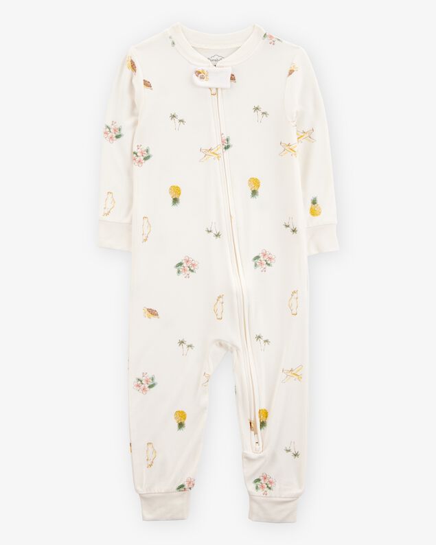 Product image 1 of Baby Tropical Print PurelySoft Footless 1-Piece Pajamas - Ivory