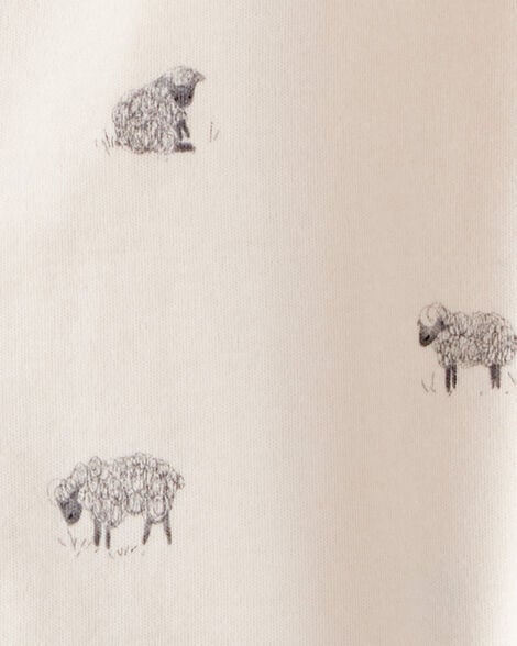 Baby Sheep Print 100% Cotton Long-Sleeve Sleep & Play - Ivory