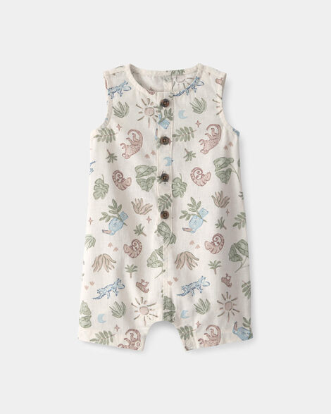 baby boy desert sleeveless romper - beige