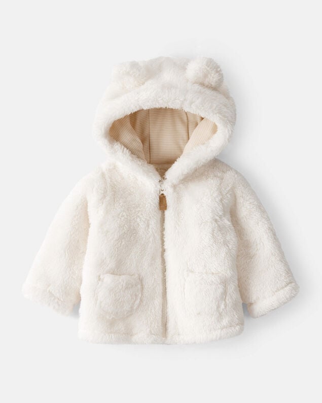 Product image 1 of Baby Sherpa Hooded Long-Sleeve Sweater - White
