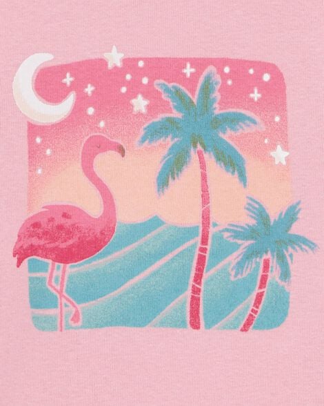 Product image 2 of Baby Flamingo Print Snug Fit Ribbed 4-Piece Pajamas