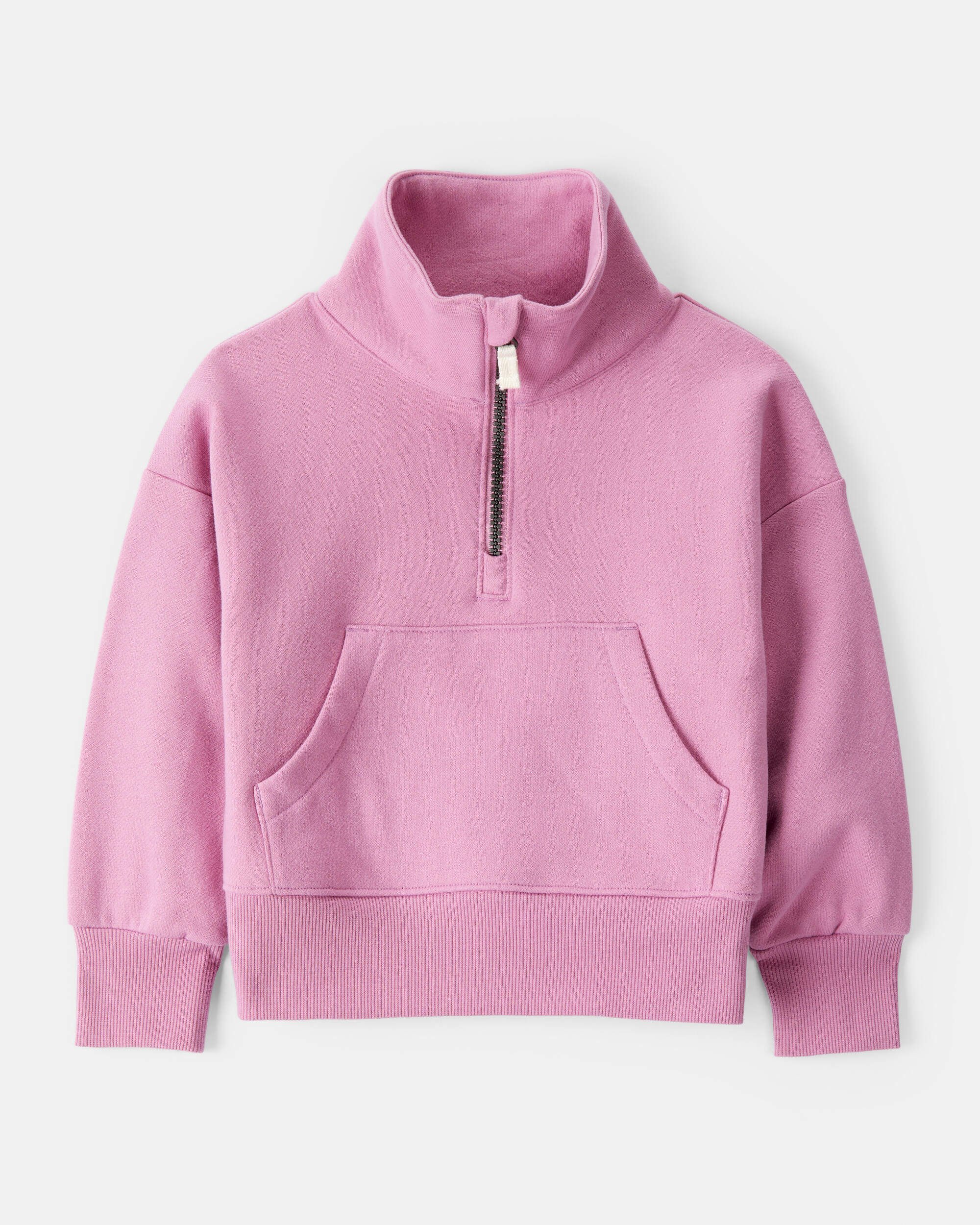 Toddler Girl Long-Sleeve Quarter-Zip Pullover Sweatshirt - Pink