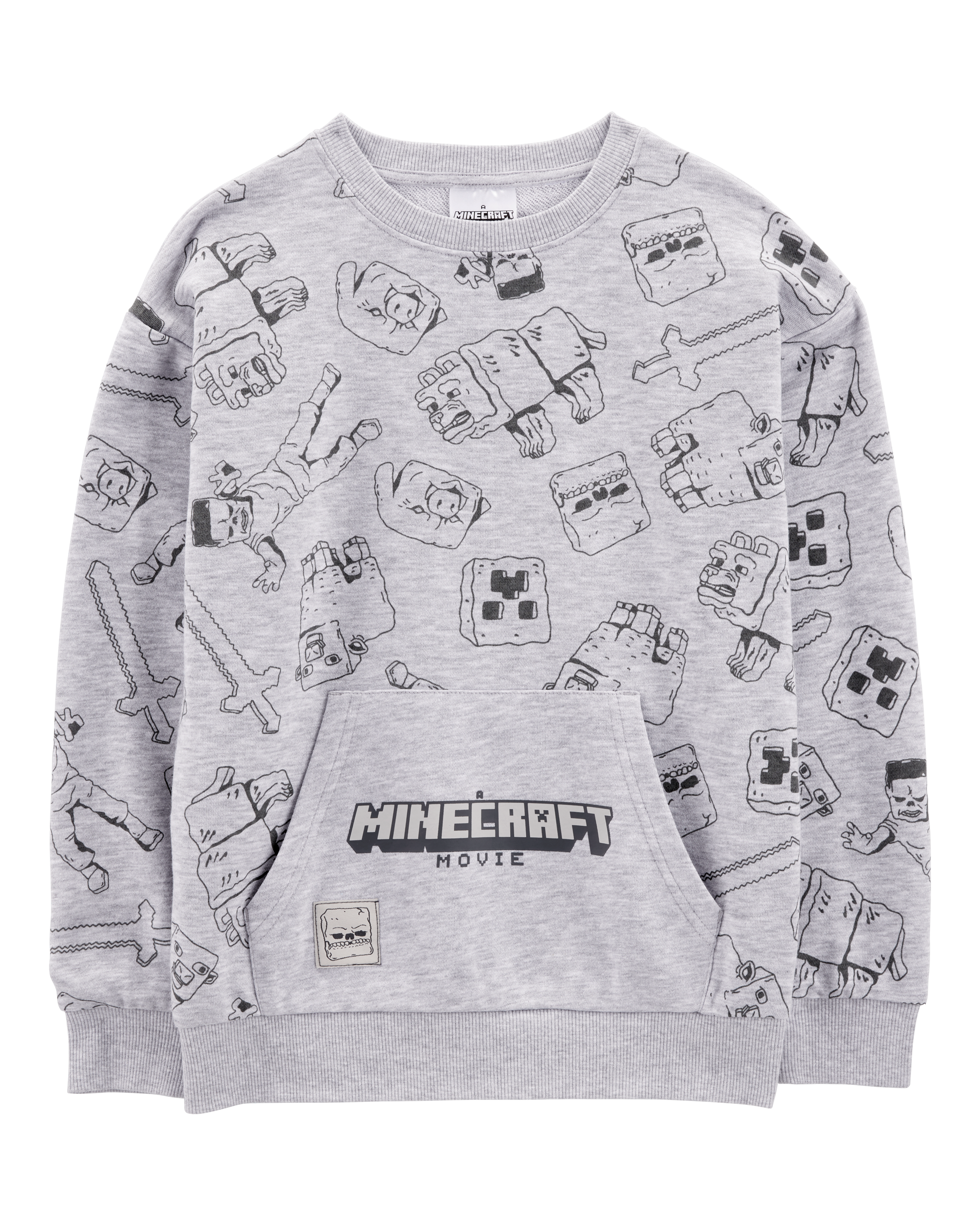 Kid Minecraft Print Pullover - Grey