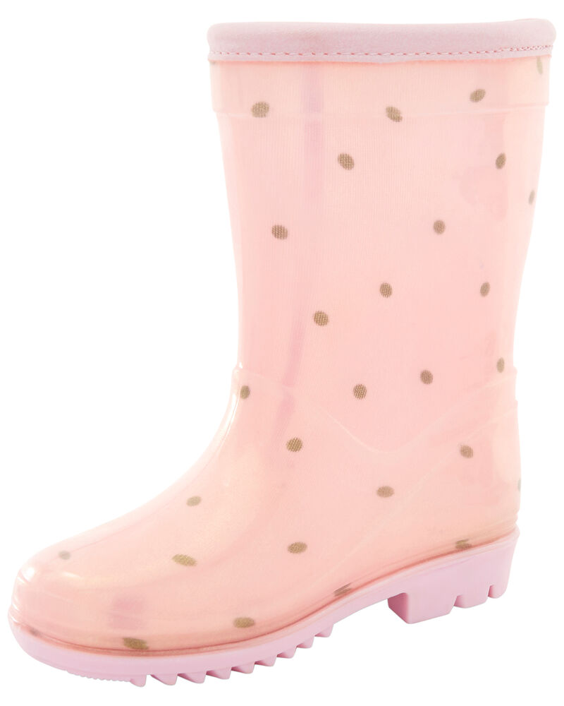 Pink Toddler Polka Dot Rain Boots