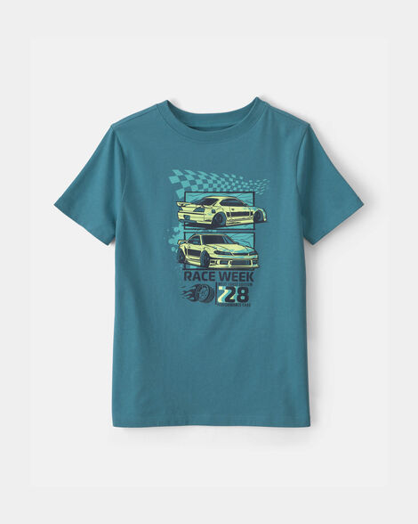 boys race car graphic tee - blue